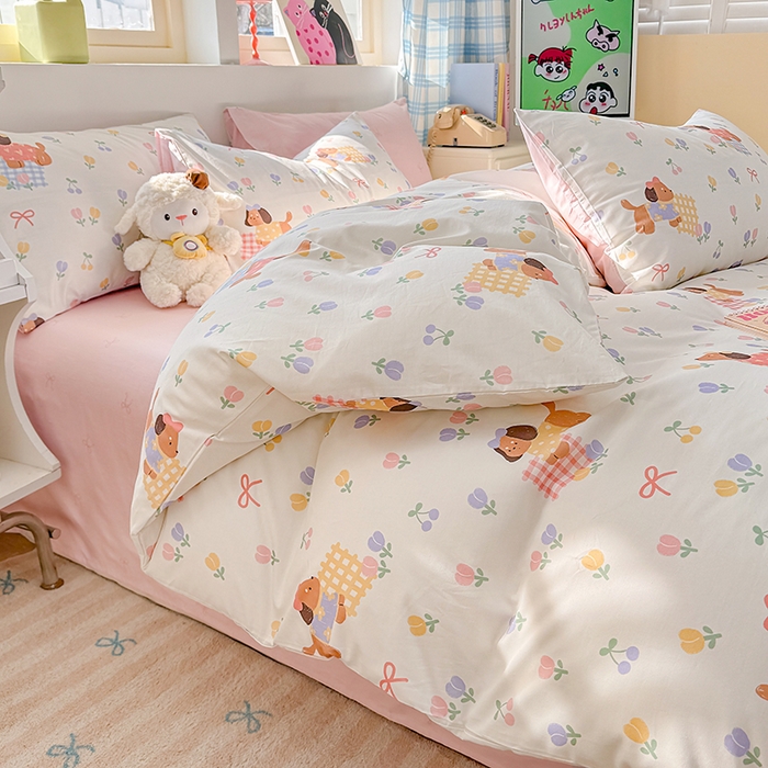 91家纺网 家纺一手货源 找家纺 缦彩 2026新款卡通全棉纯棉被套单被套被套单件 莱德-粉