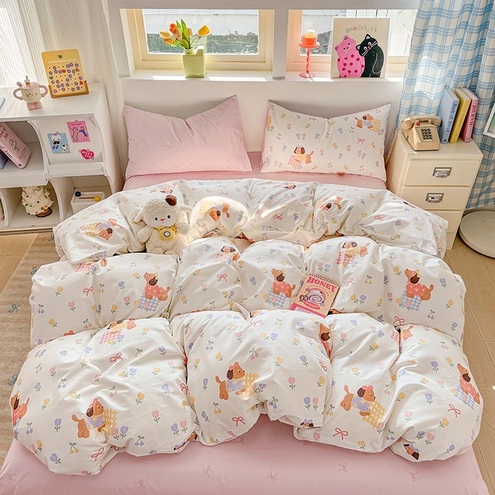 91家纺网 家纺一手货源 找家纺 缦彩 2026新款卡通全棉纯棉被套单被套被套单件 莱德-粉