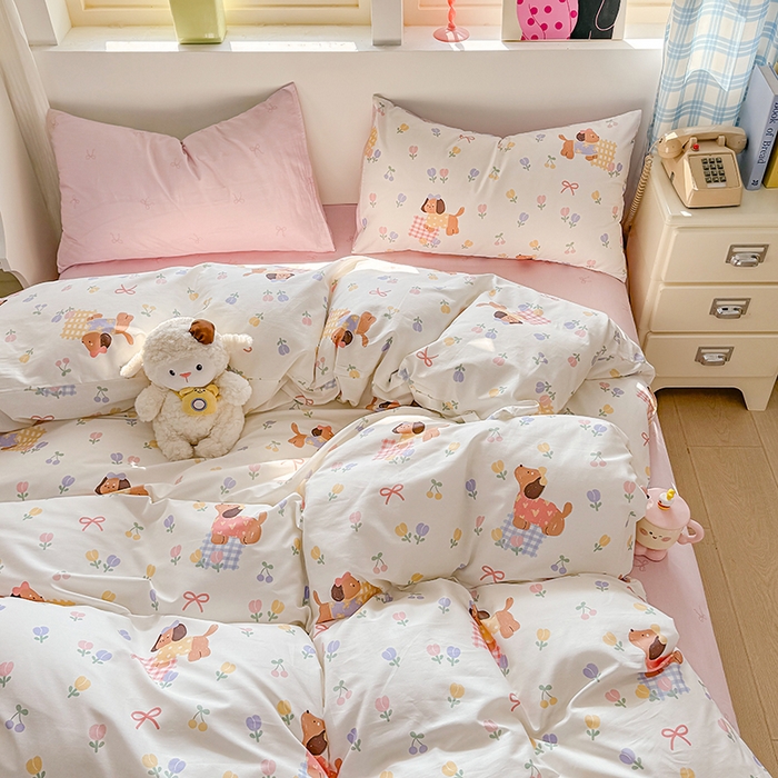 91家纺网 家纺一手货源 找家纺 缦彩 2026新款卡通全棉纯棉被套单被套被套单件 莱德-粉