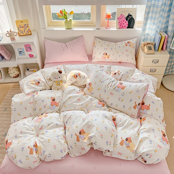 91家纺网 家纺一手货源 找家纺 缦彩 2026新款卡通全棉纯棉被套单被套被套单件 莱德-粉