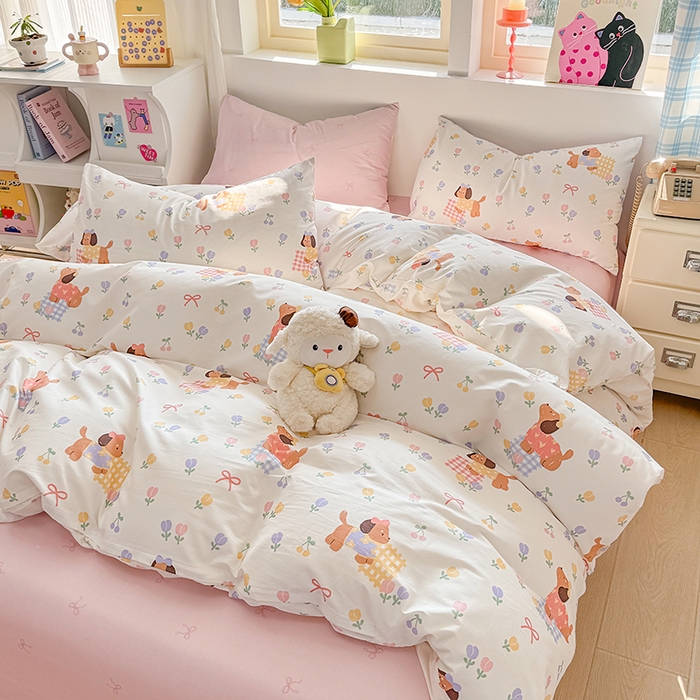 91家纺网 家纺一手货源 找家纺 缦彩 2026新款卡通全棉纯棉被套单被套被套单件 莱德-粉