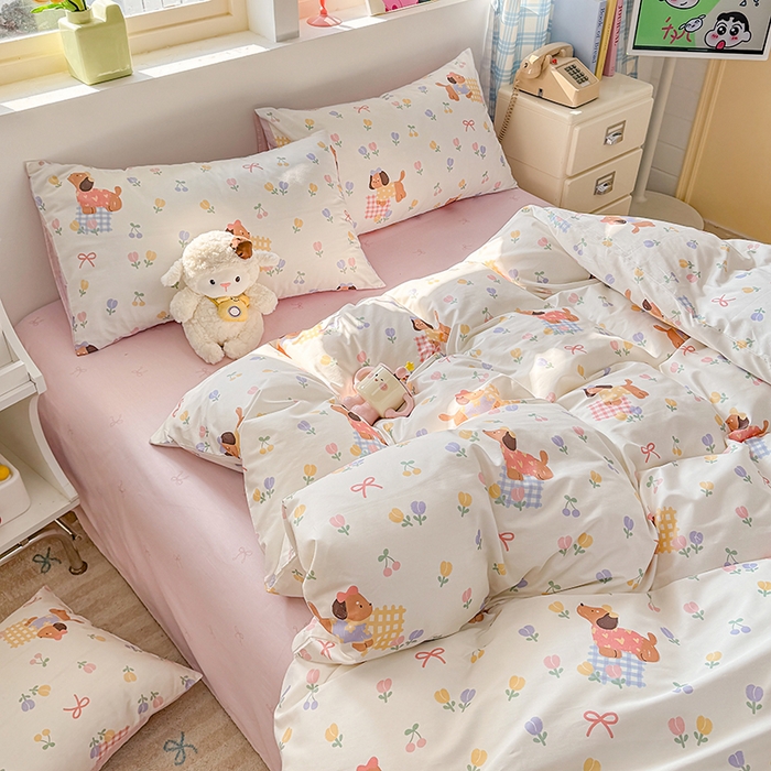 91家纺网 家纺一手货源 找家纺 缦彩 2026新款卡通全棉纯棉被套单被套被套单件 莱德-粉