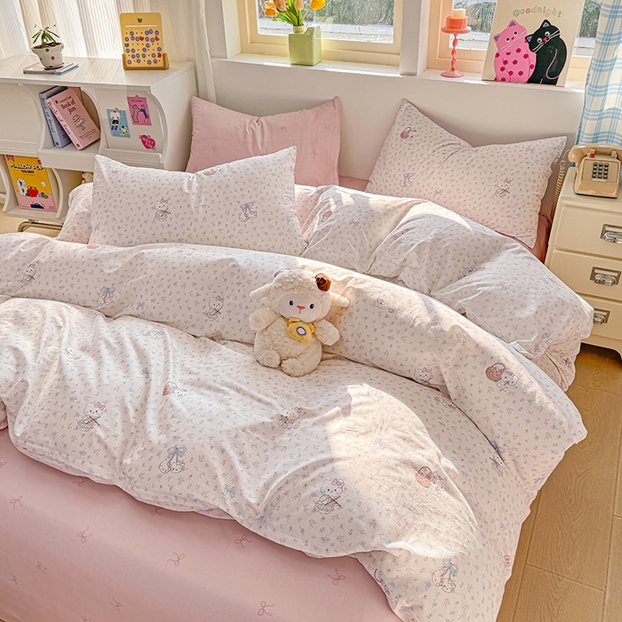 91家纺网 家纺一手货源 找家纺 缦彩 2026新款卡通全棉纯棉被套单被套被套单件 提琴猫