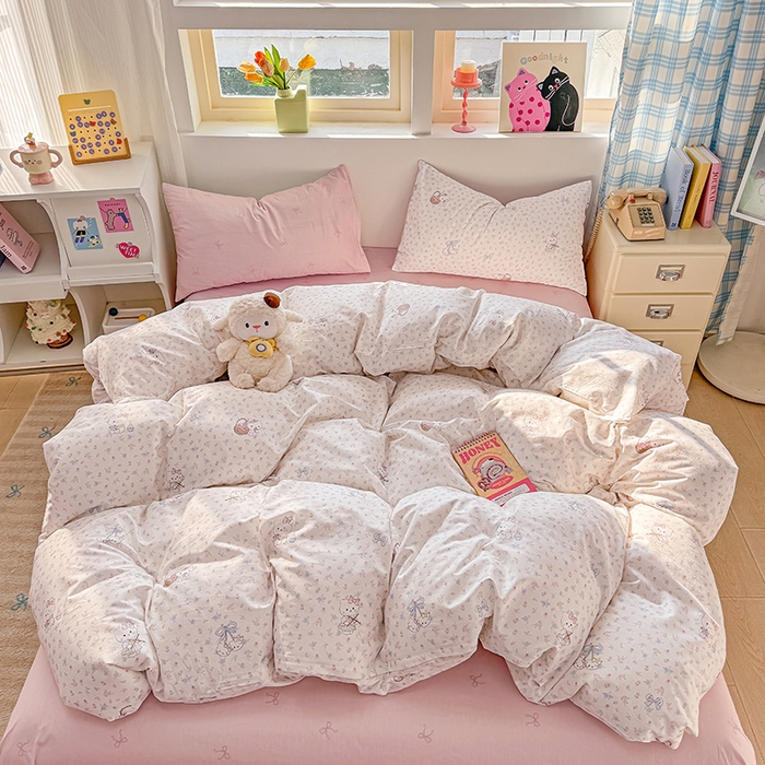 91家纺网 家纺一手货源 找家纺 缦彩 2026新款卡通全棉纯棉被套单被套被套单件 提琴猫