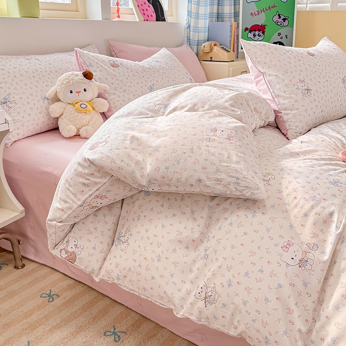 91家纺网 家纺一手货源 找家纺 缦彩 2026新款卡通全棉纯棉被套单被套被套单件 提琴猫