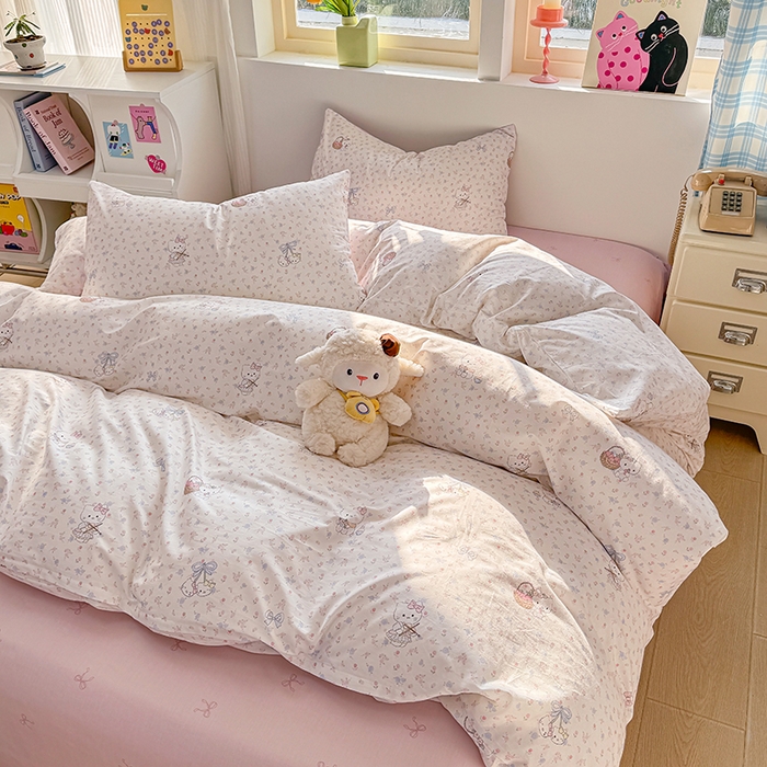 91家纺网 家纺一手货源 找家纺 缦彩 2026新款卡通全棉纯棉被套单被套被套单件 提琴猫