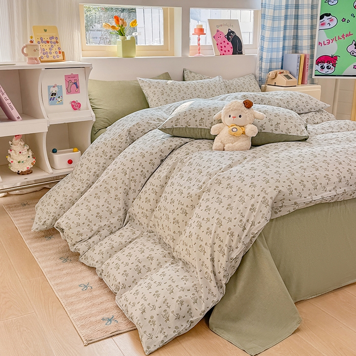 91家纺网 家纺一手货源 找家纺 缦彩 2026新款卡通全棉纯棉被套单被套被套单件 香菊-绿