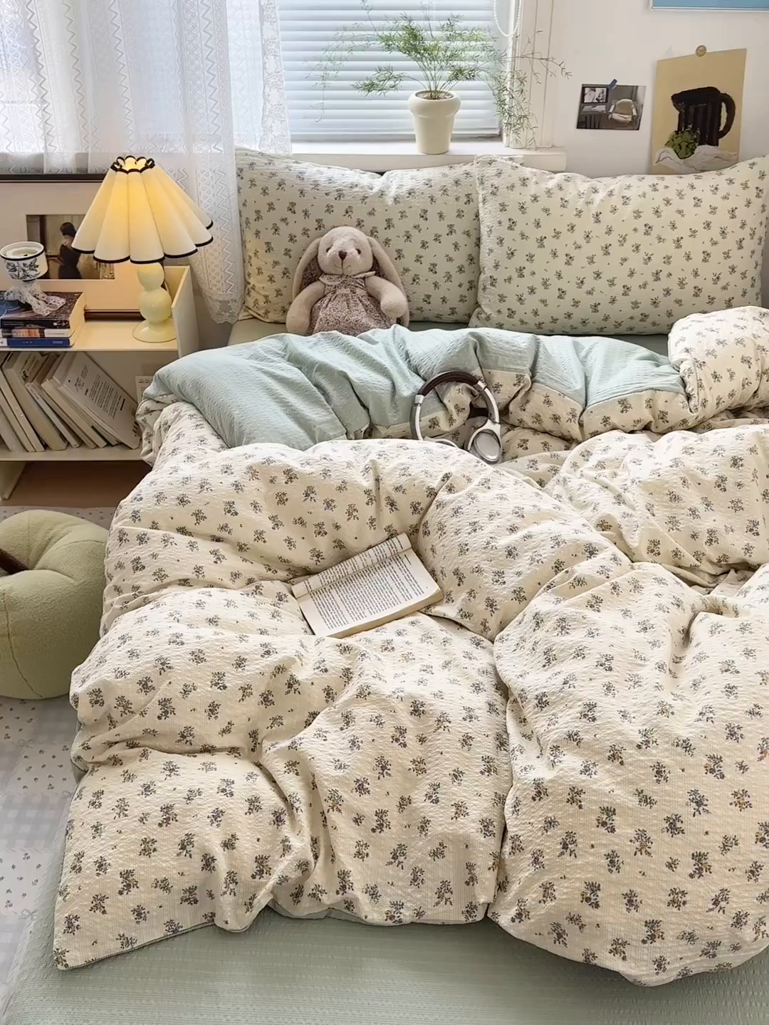 91家纺网 家纺一手货源 找家纺 （总）奈颜 2026新款A类泡芙纱小碎花四件套学生宿舍三件套