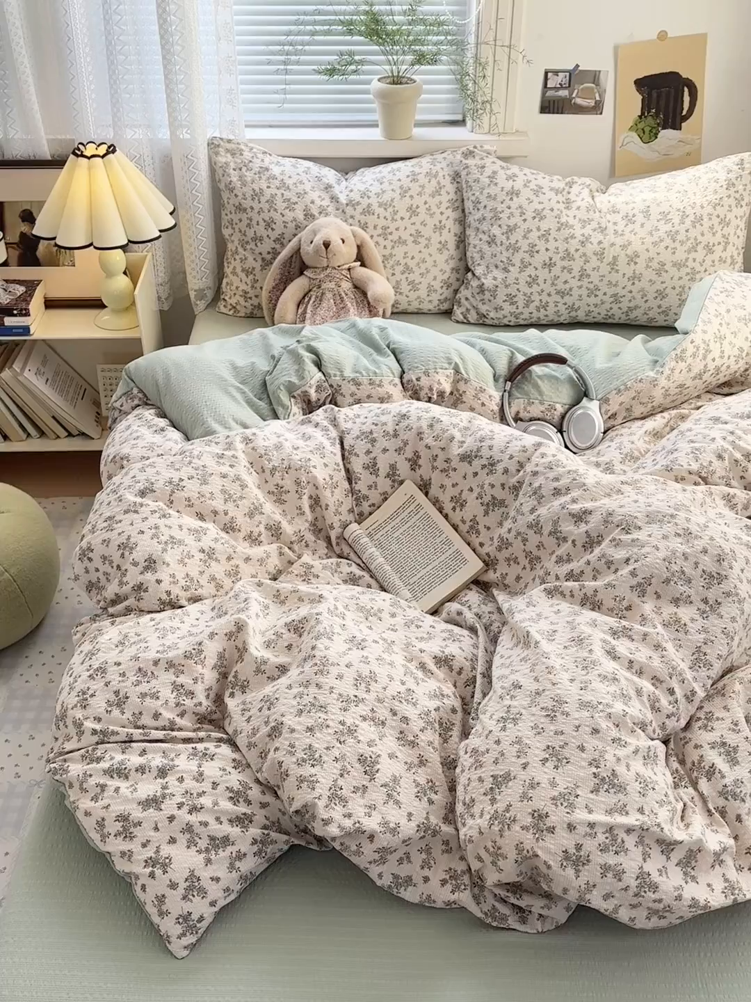 91家纺网 家纺一手货源 找家纺 奈颜 2026新款A类泡芙纱小碎花四件套学生宿舍三件套 柔华