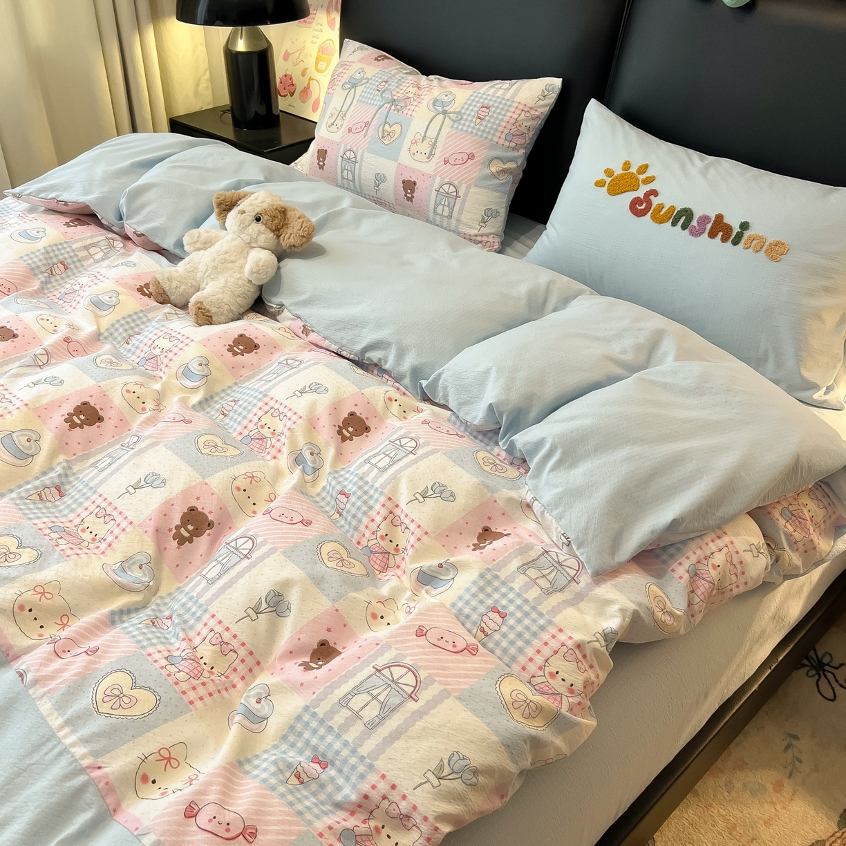 91家纺网 家纺一手货源 找家纺 （总）子钦家纺 2026新款公主风提花泡芙棉拼接刺绣毛巾绣蝴蝶结四件套