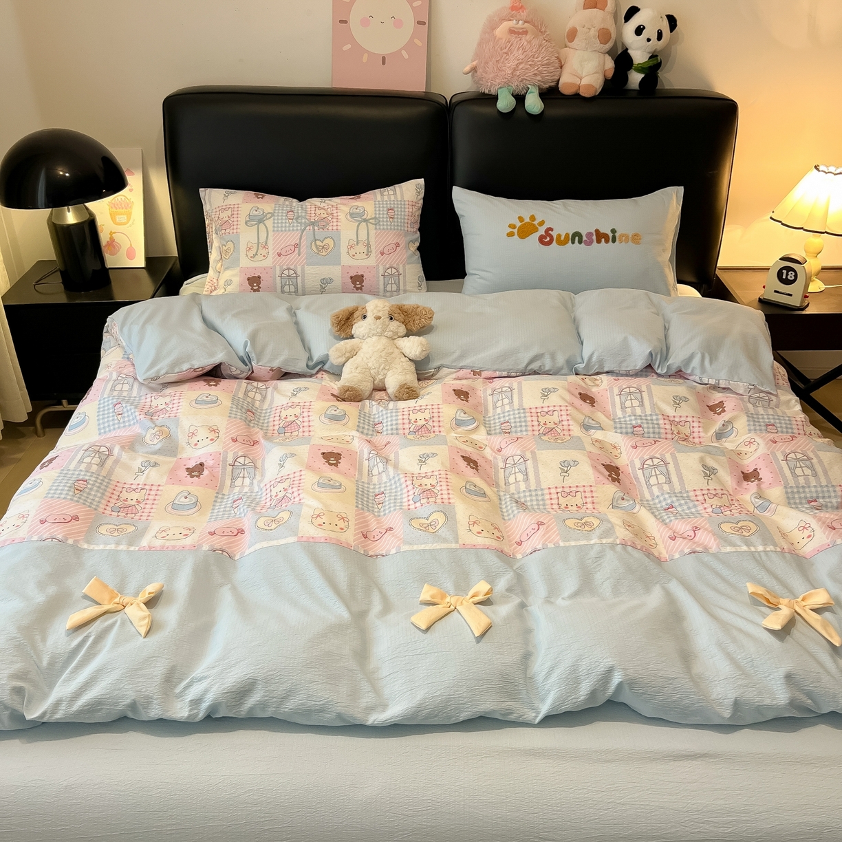 91家纺网 家纺一手货源 找家纺 （总）子钦家纺 2026新款公主风提花泡芙棉拼接刺绣毛巾绣蝴蝶结四件套