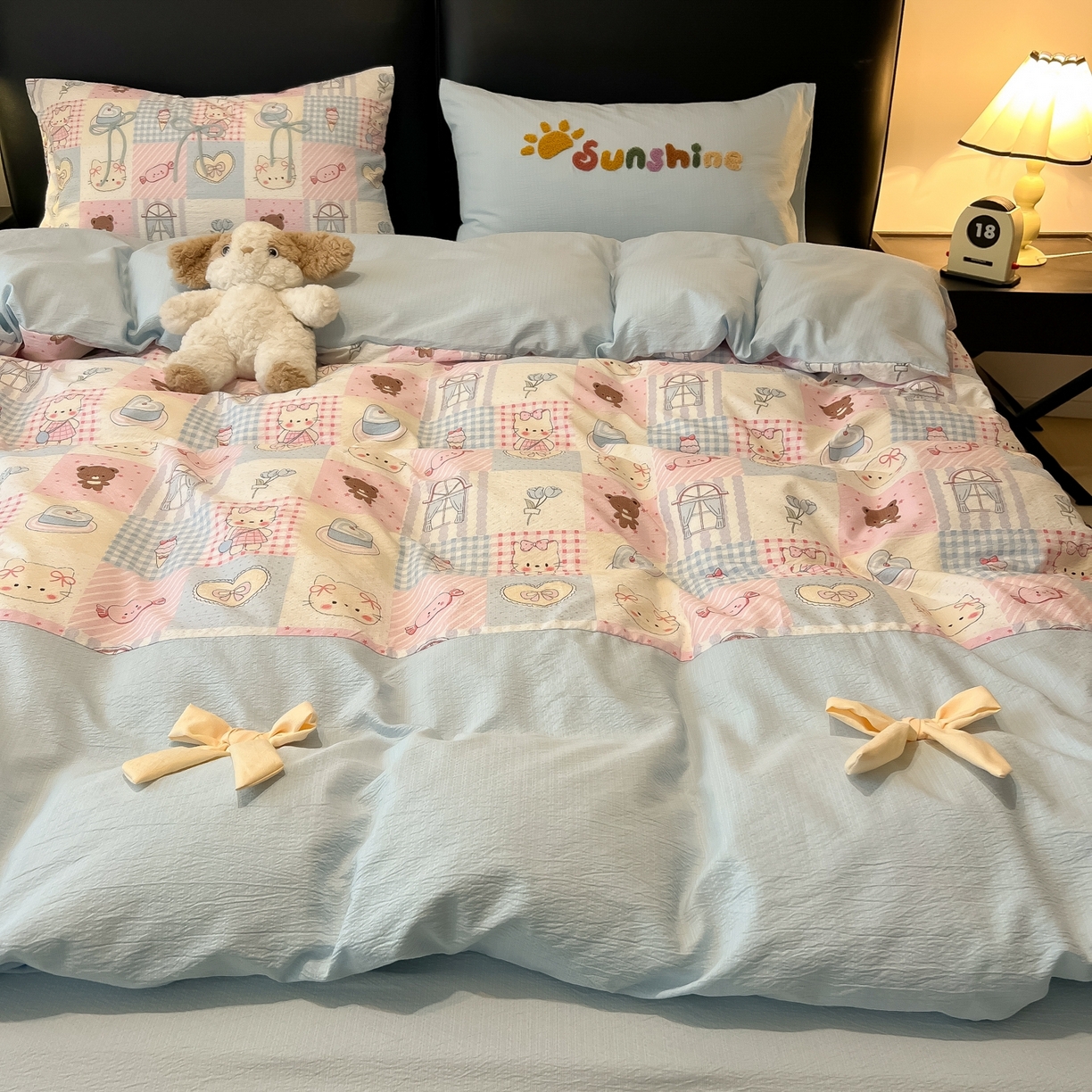 91家纺网 家纺一手货源 找家纺 （总）子钦家纺 2026新款公主风提花泡芙棉拼接刺绣毛巾绣蝴蝶结四件套