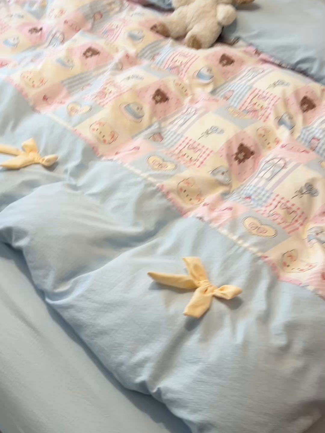 91家纺网 家纺一手货源 找家纺 （总）子钦家纺 2026新款公主风提花泡芙棉拼接刺绣毛巾绣蝴蝶结四件套