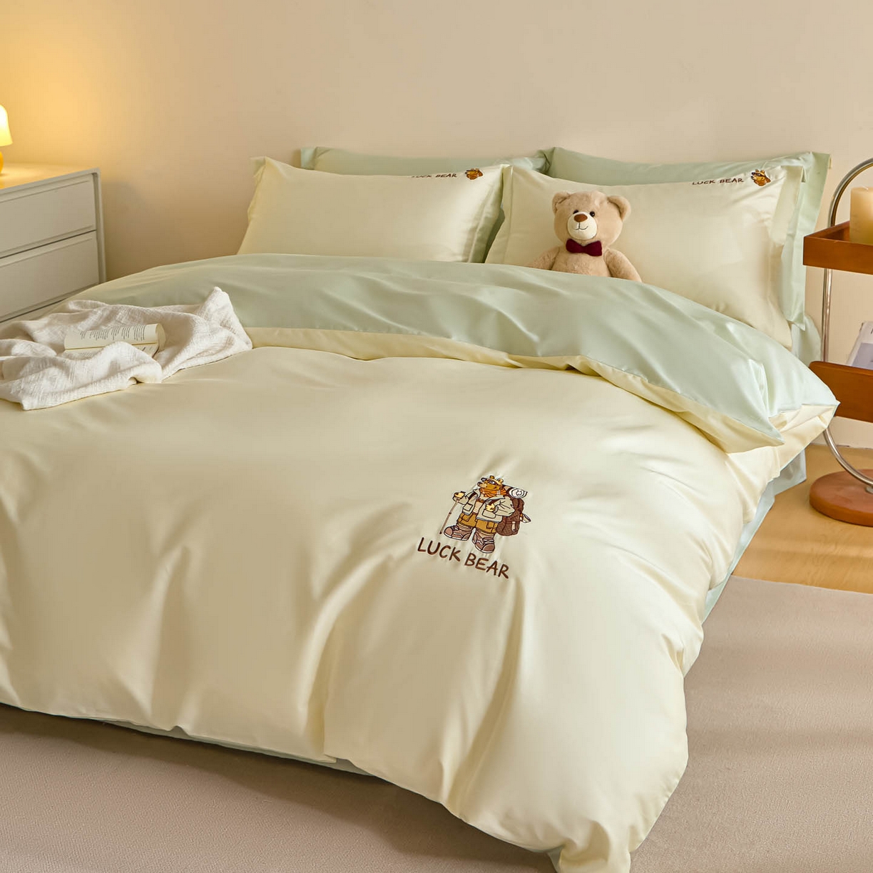 91家纺网 家纺一手货源 找家纺 涵宸家纺 2026新款全棉工艺款四件套-北海道 北海道-绿