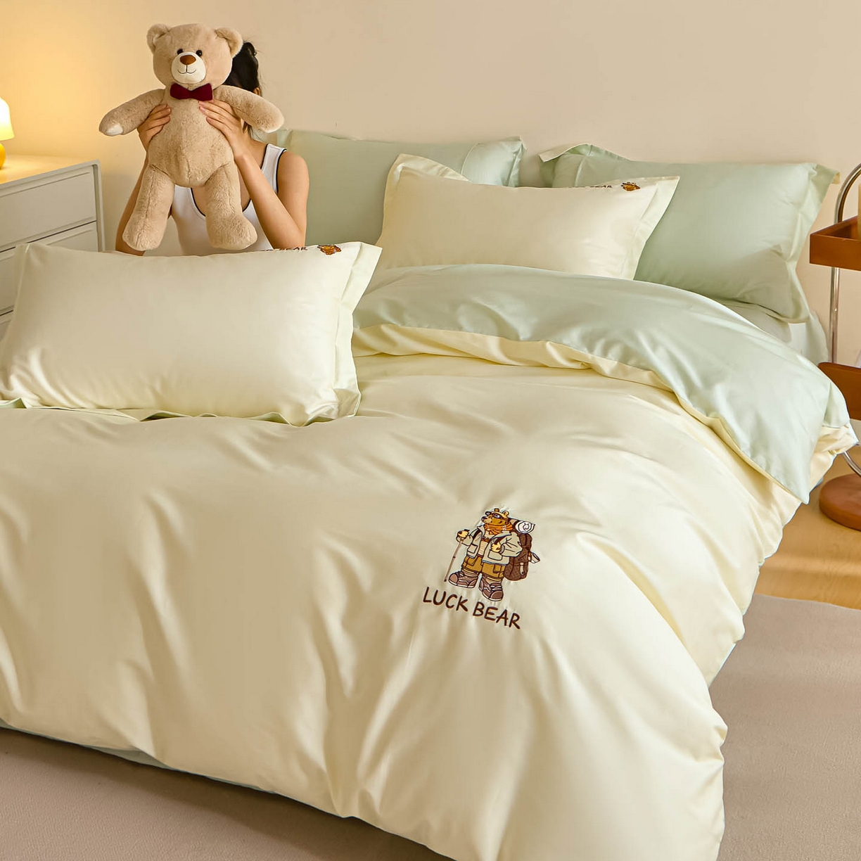 91家纺网 家纺一手货源 找家纺 涵宸家纺 2026新款全棉工艺款四件套-北海道 北海道-绿