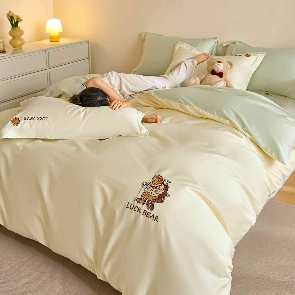 91家纺网 家纺一手货源 找家纺 涵宸家纺 2026新款全棉工艺款四件套-北海道 北海道-绿