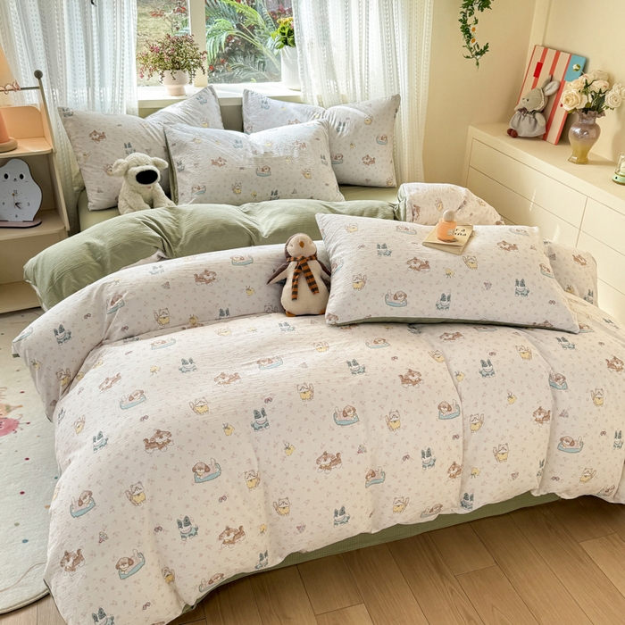 91家纺网 家纺一手货源 找家纺 丽美人家纺 2026新款A类皱皱纱双层印花单被套 BT贝拉