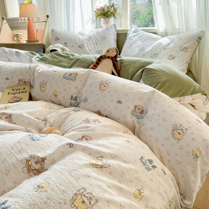 91家纺网 家纺一手货源 找家纺 丽美人家纺 2026新款A类皱皱纱双层印花单被套 BT贝拉