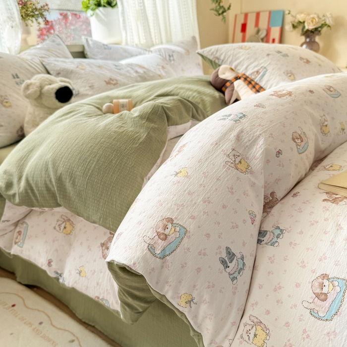 91家纺网 家纺一手货源 找家纺 丽美人家纺 2026新款A类皱皱纱双层印花单被套 BT贝拉