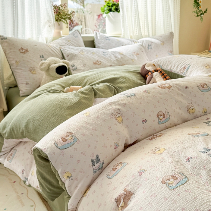 91家纺网 家纺一手货源 找家纺 丽美人家纺 2026新款A类皱皱纱双层印花单被套 BT贝拉