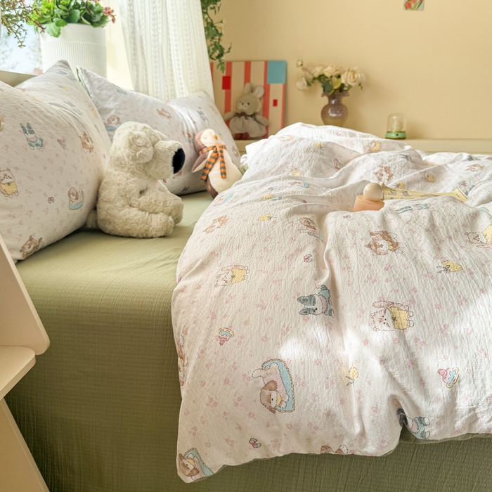 91家纺网 家纺一手货源 找家纺 丽美人家纺 2026新款A类皱皱纱双层印花单被套 BT贝拉