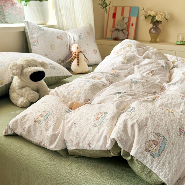 91家纺网 家纺一手货源 找家纺 丽美人家纺 2026新款A类皱皱纱双层印花单被套 BT贝拉