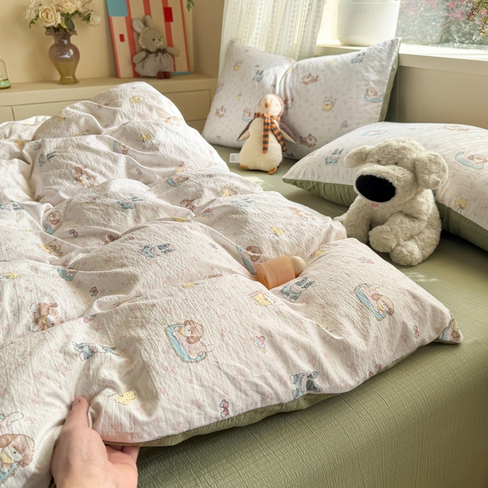 91家纺网 家纺一手货源 找家纺 丽美人家纺 2026新款A类皱皱纱双层印花单被套 BT贝拉