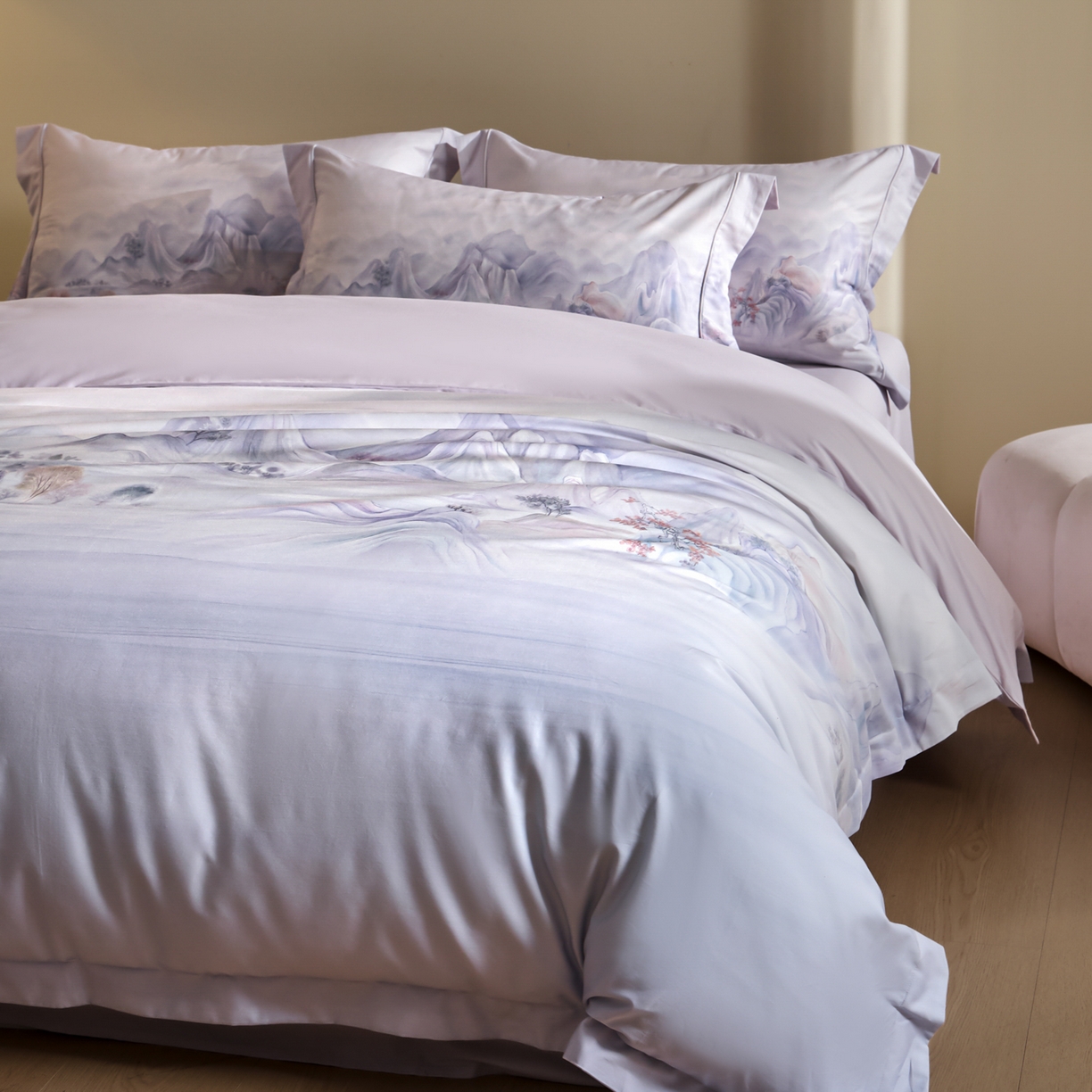 91家纺网 家纺一手货源 找家纺 （总）禾时 2026新款全棉纯棉数码印花埋绳款四件套