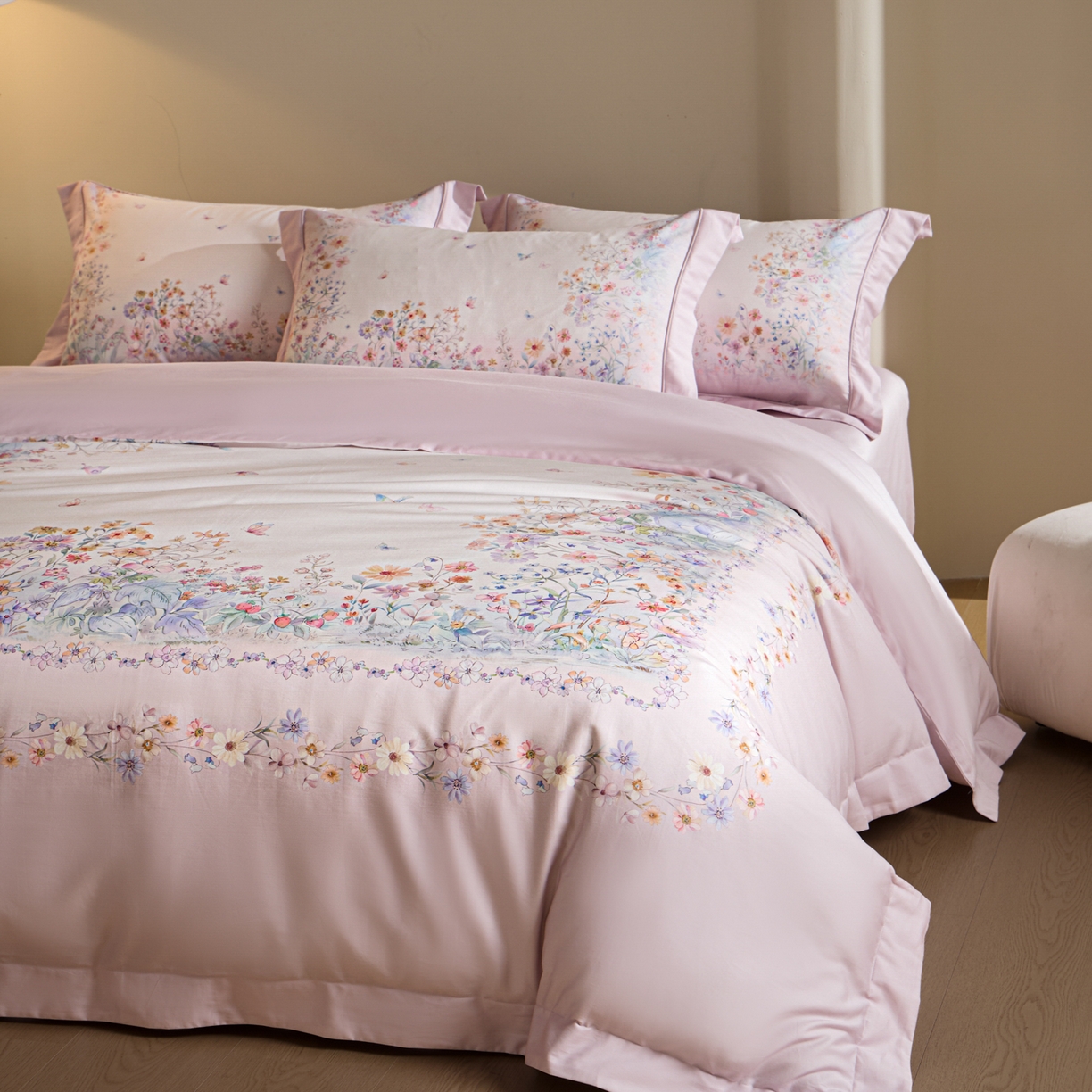 91家纺网 家纺一手货源 找家纺 （总）禾时 2026新款全棉纯棉数码印花埋绳款四件套