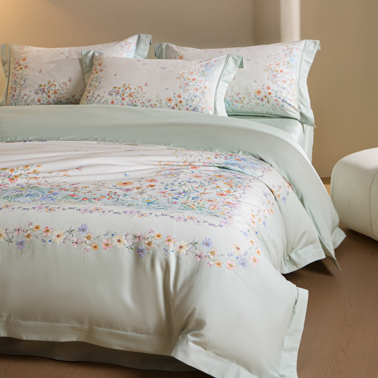 91家纺网 家纺一手货源 找家纺 （总）禾时 2026新款全棉纯棉数码印花埋绳款四件套