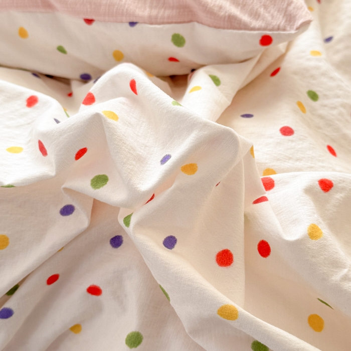 91家纺网 家纺一手货源 找家纺 丽美人家纺 2026新款A类皱皱纱双层印花单被套 BT彩色波点