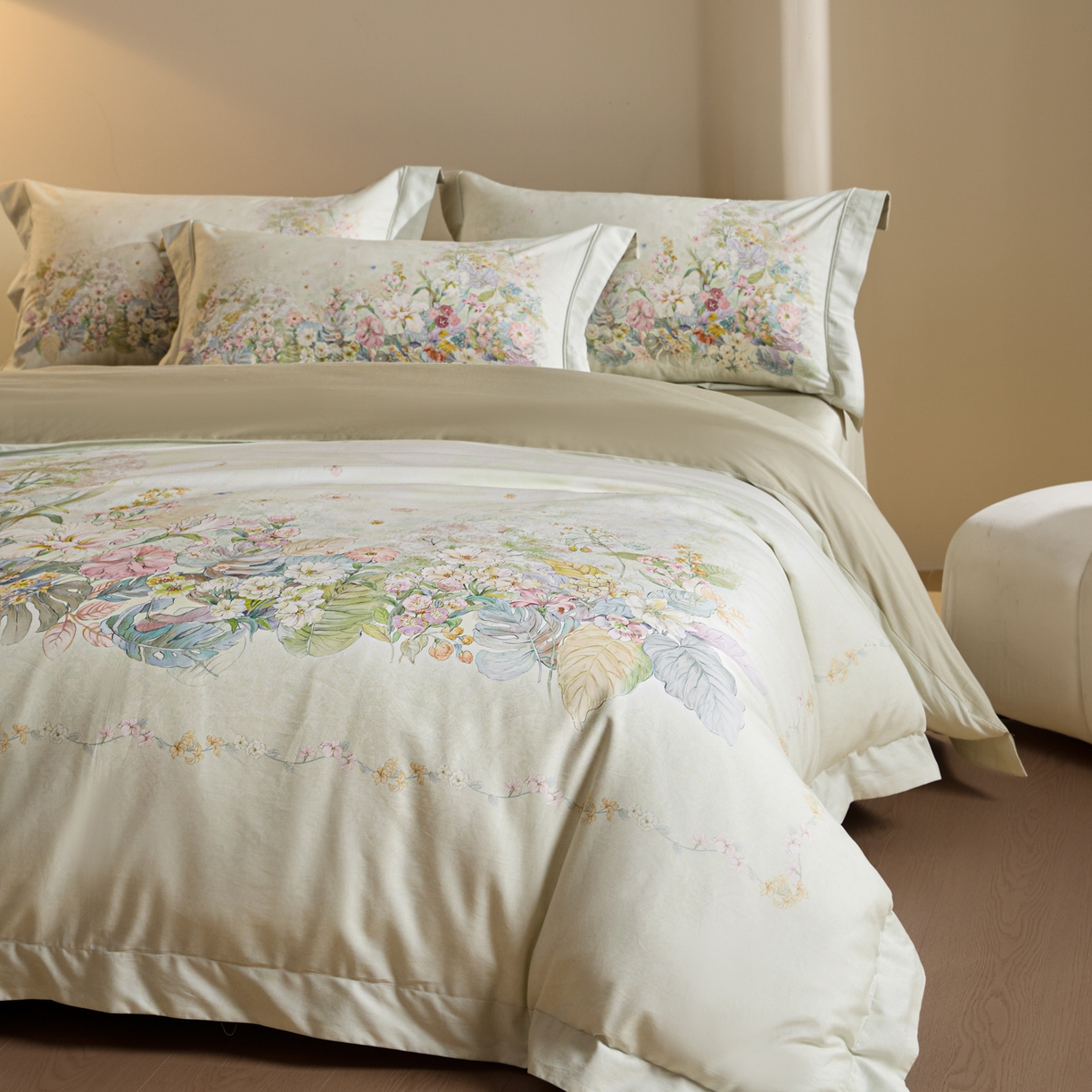 91家纺网 家纺一手货源 找家纺 （总）禾时 2026新款全棉纯棉数码印花埋绳款四件套