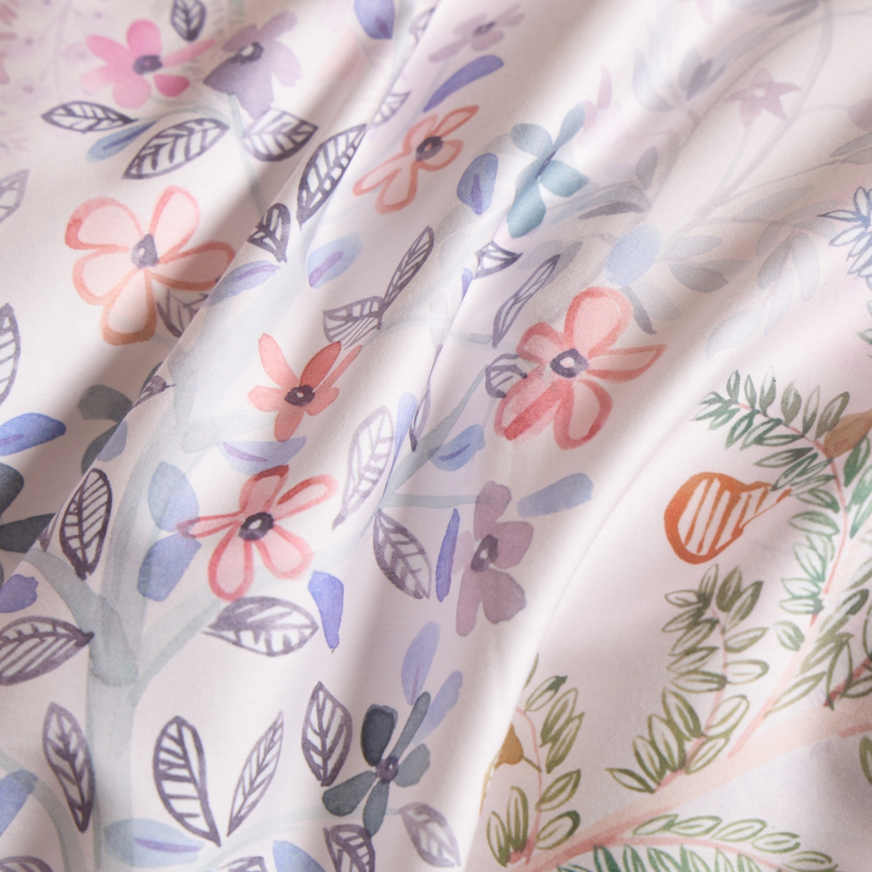 91家纺网 家纺一手货源 找家纺 禾时 2026新款全棉纯棉数码印花埋绳款四件套 春蔓樱（紫）