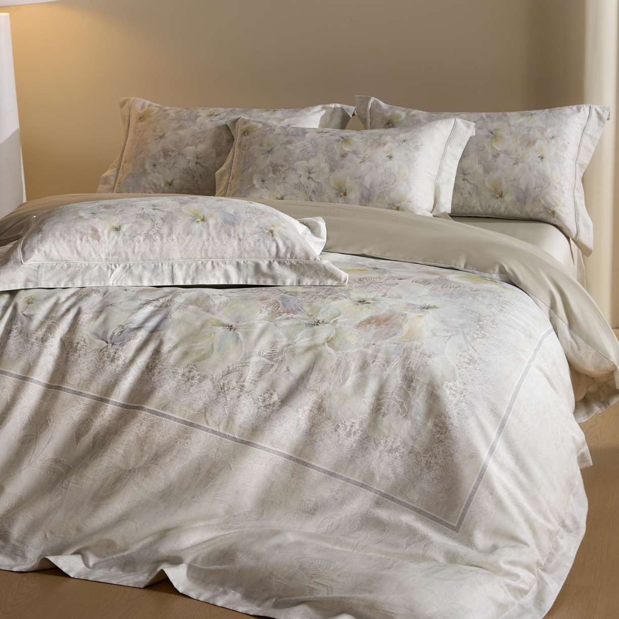 91家纺网 家纺一手货源 找家纺 禾时 2026新款全棉纯棉数码印花埋绳款四件套 绯花若梦（绿）