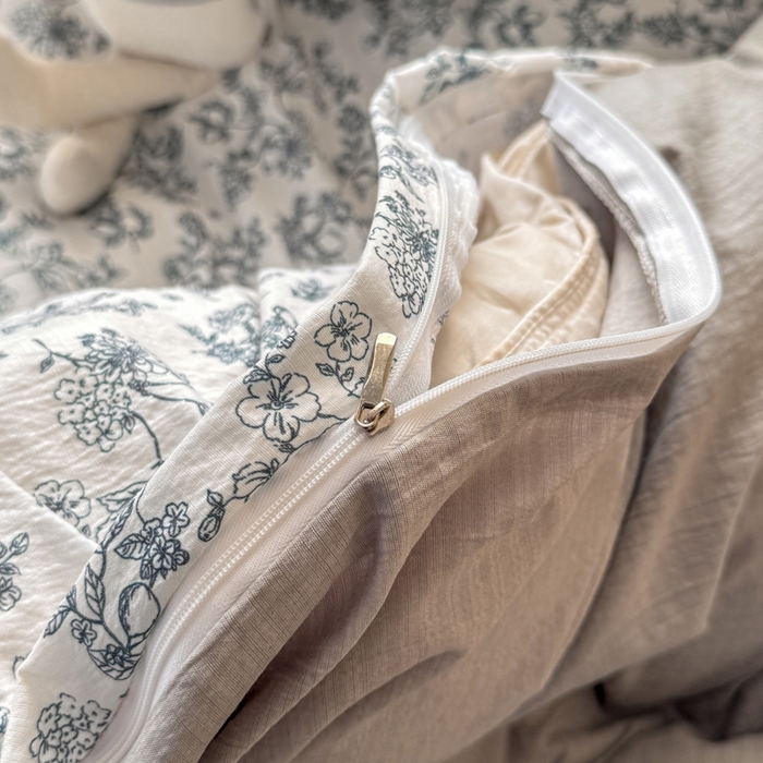 91家纺网 家纺一手货源 找家纺 丽美人家纺 2026新款A类皱皱纱双层印花单被套 BT花开漫漫