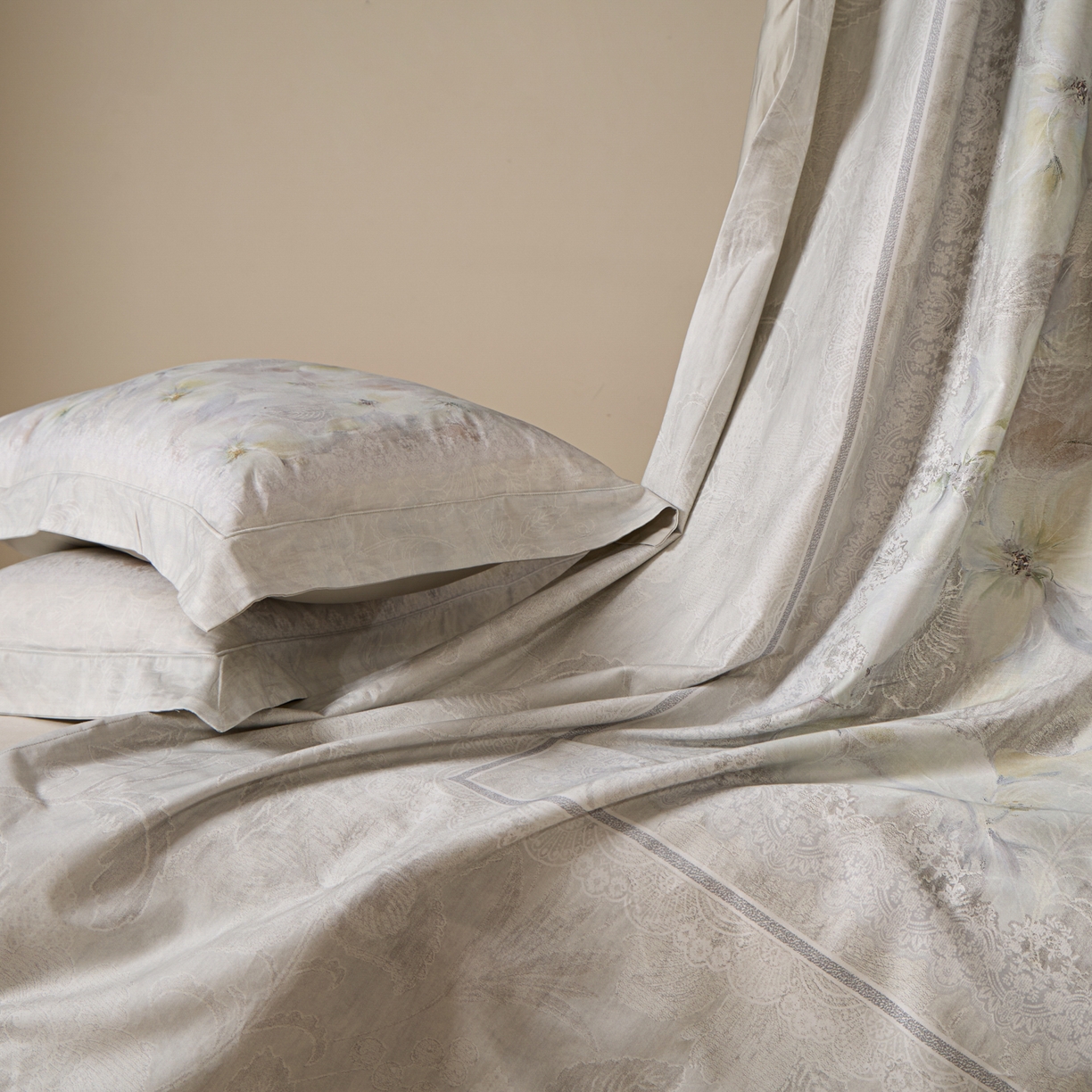 91家纺网 家纺一手货源 找家纺 禾时 2026新款全棉纯棉数码印花埋绳款四件套 绯花若梦（绿）