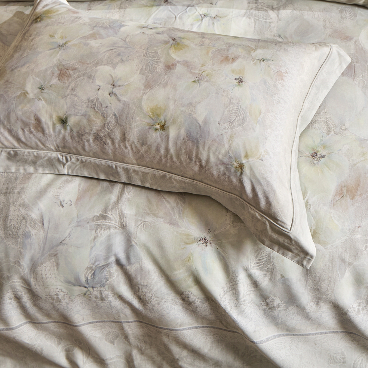 91家纺网 家纺一手货源 找家纺 禾时 2026新款全棉纯棉数码印花埋绳款四件套 绯花若梦（绿）