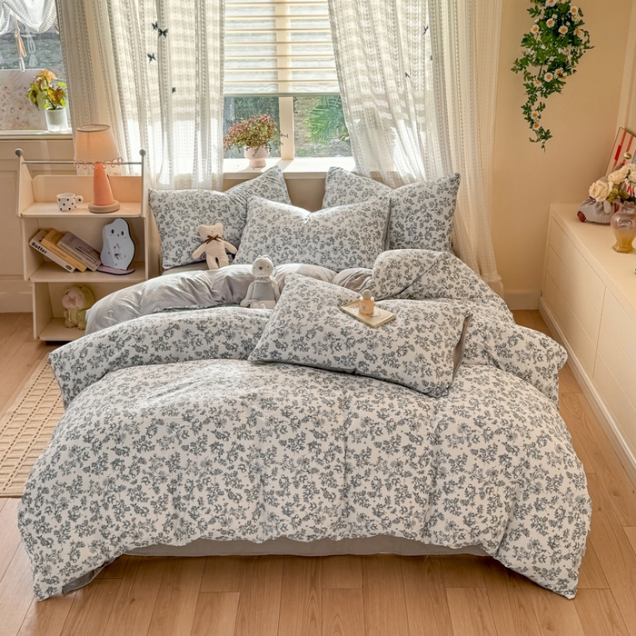 91家纺网 家纺一手货源 找家纺 丽美人家纺 2026新款A类皱皱纱双层印花单被套 BT花开漫漫