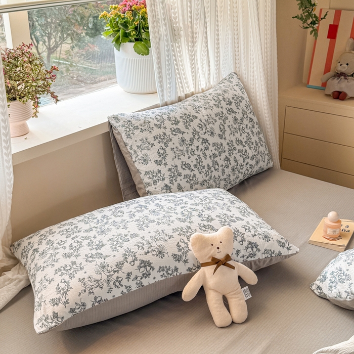 91家纺网 家纺一手货源 找家纺 丽美人家纺 2026新款A类皱皱纱双层印花单被套 BT花开漫漫