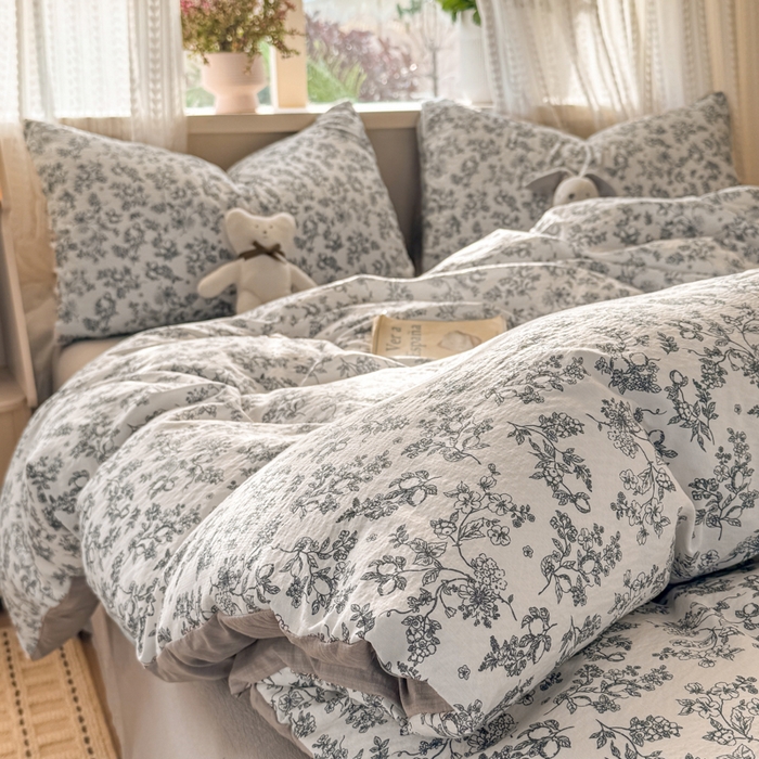 91家纺网 家纺一手货源 找家纺 丽美人家纺 2026新款A类皱皱纱双层印花单被套 BT花开漫漫