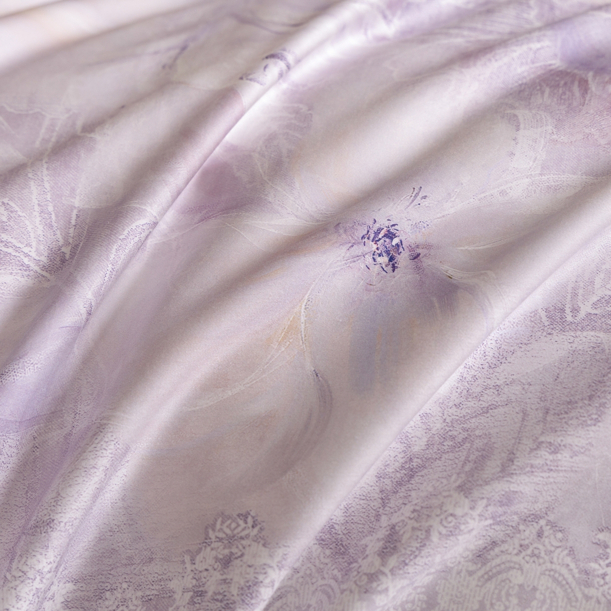 91家纺网 家纺一手货源 找家纺 禾时 2026新款全棉纯棉数码印花埋绳款四件套 绯花若梦（紫）