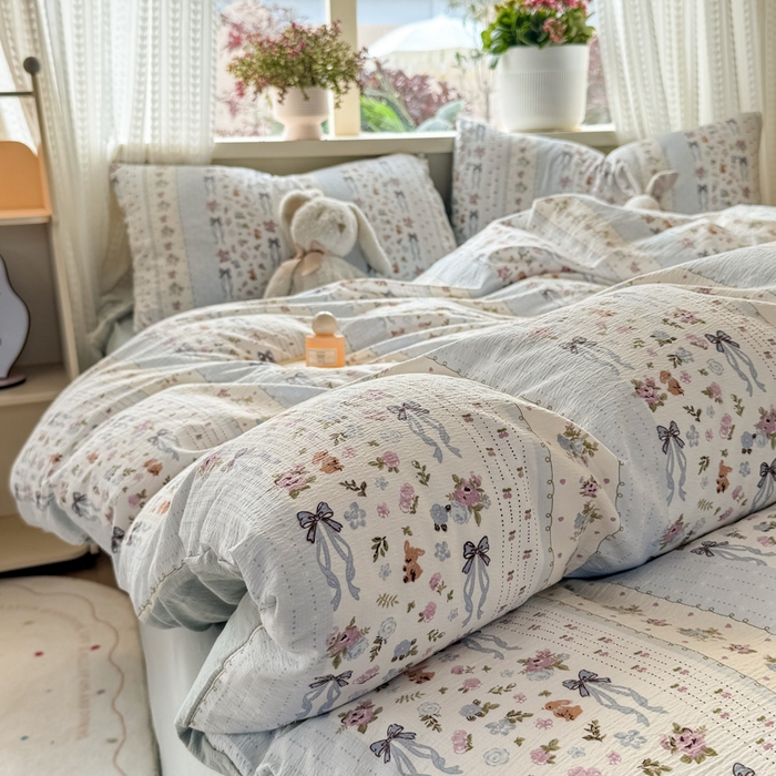 91家纺网 家纺一手货源 找家纺 丽美人家纺 2026新款A类皱皱纱双层印花单被套 BT花漫蝴蝶