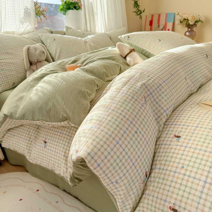 91家纺网 家纺一手货源 找家纺 丽美人家纺 2026新款A类皱皱纱双层印花单被套 BT腊肠狗