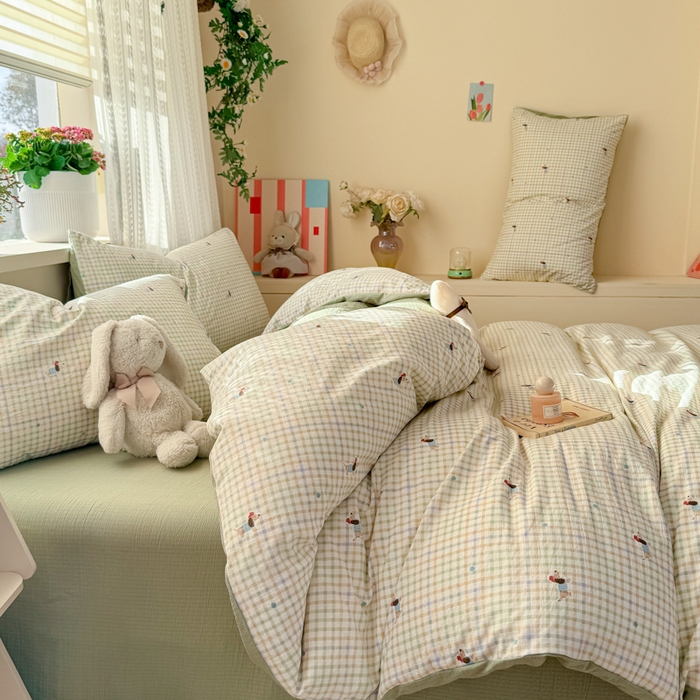 91家纺网 家纺一手货源 找家纺 丽美人家纺 2026新款A类皱皱纱双层印花单被套 BT腊肠狗