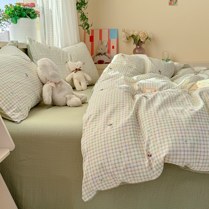 91家纺网 家纺一手货源 找家纺 丽美人家纺 2026新款A类皱皱纱双层印花单被套 BT腊肠狗