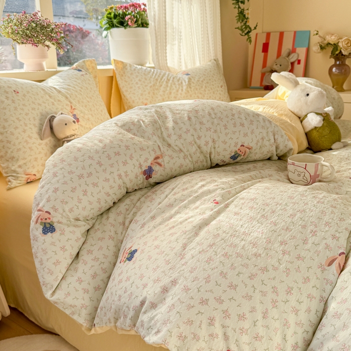 91家纺网 家纺一手货源 找家纺 丽美人家纺 2026新款A类皱皱纱双层印花单被套 BT乐园