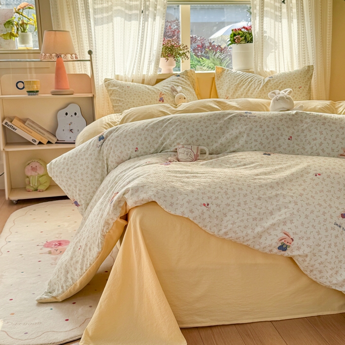 91家纺网 家纺一手货源 找家纺 丽美人家纺 2026新款A类皱皱纱双层印花单被套 BT乐园