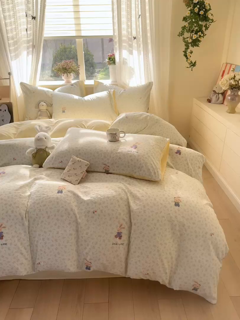 91家纺网 家纺一手货源 找家纺 丽美人家纺 2026新款A类皱皱纱双层印花单被套 BT乐园