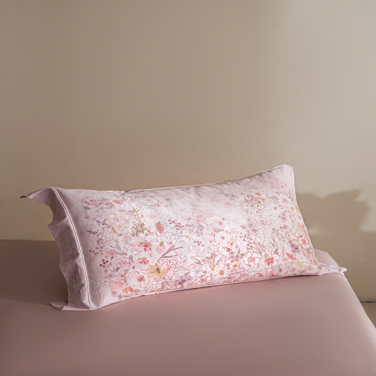 91家纺网 家纺一手货源 找家纺 禾时 2026新款全棉纯棉数码印花埋绳款四件套 花笺梦语（粉）