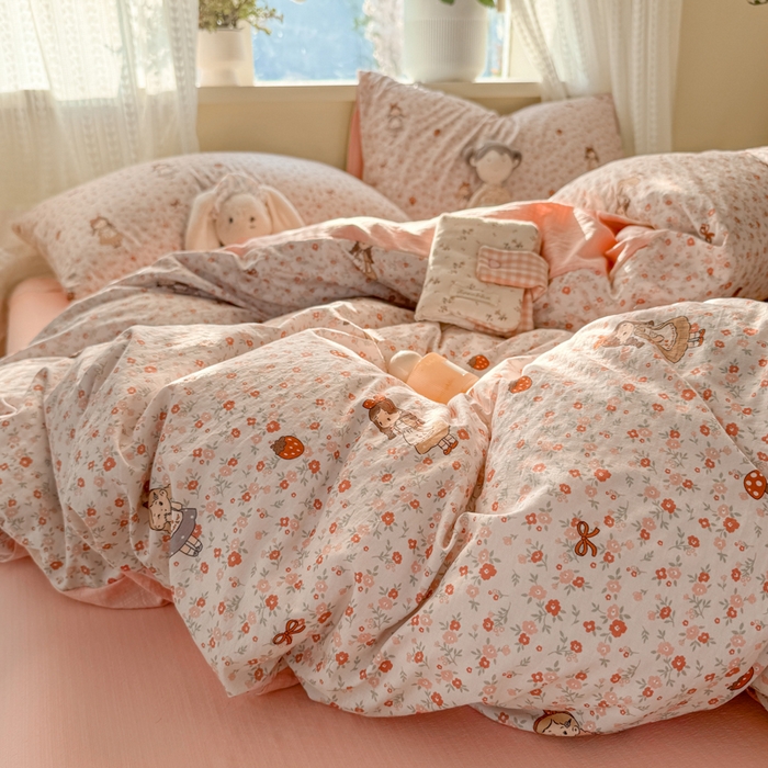 91家纺网 家纺一手货源 找家纺 丽美人家纺 2026新款A类皱皱纱双层印花单被套 BT玛丽